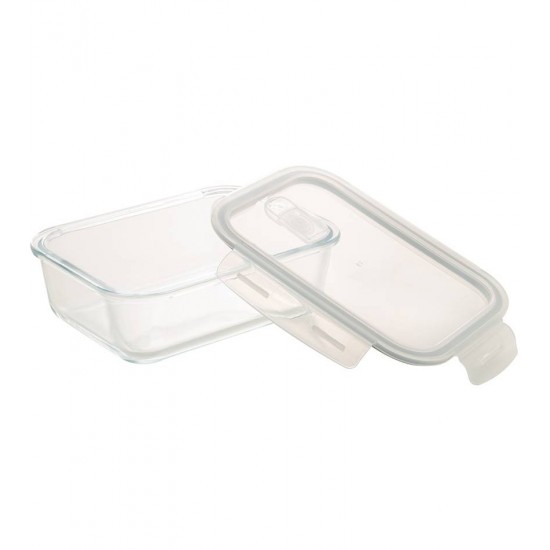 Pote 640ml Retangular Hermético Borossilicato Transparente